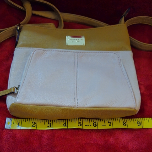 Tignanello Leather Blush Pink and Tan Crossbody Bag - Picture 4 of 9